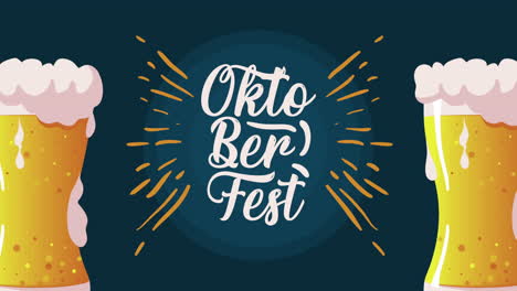 oktoberfest lettering with beers animation