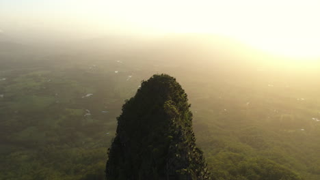aerial shot of a mountain peak and landscape at border ranges national park, new south wales in australia