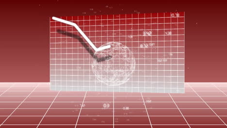 declining graph animating over digital globe with grid background