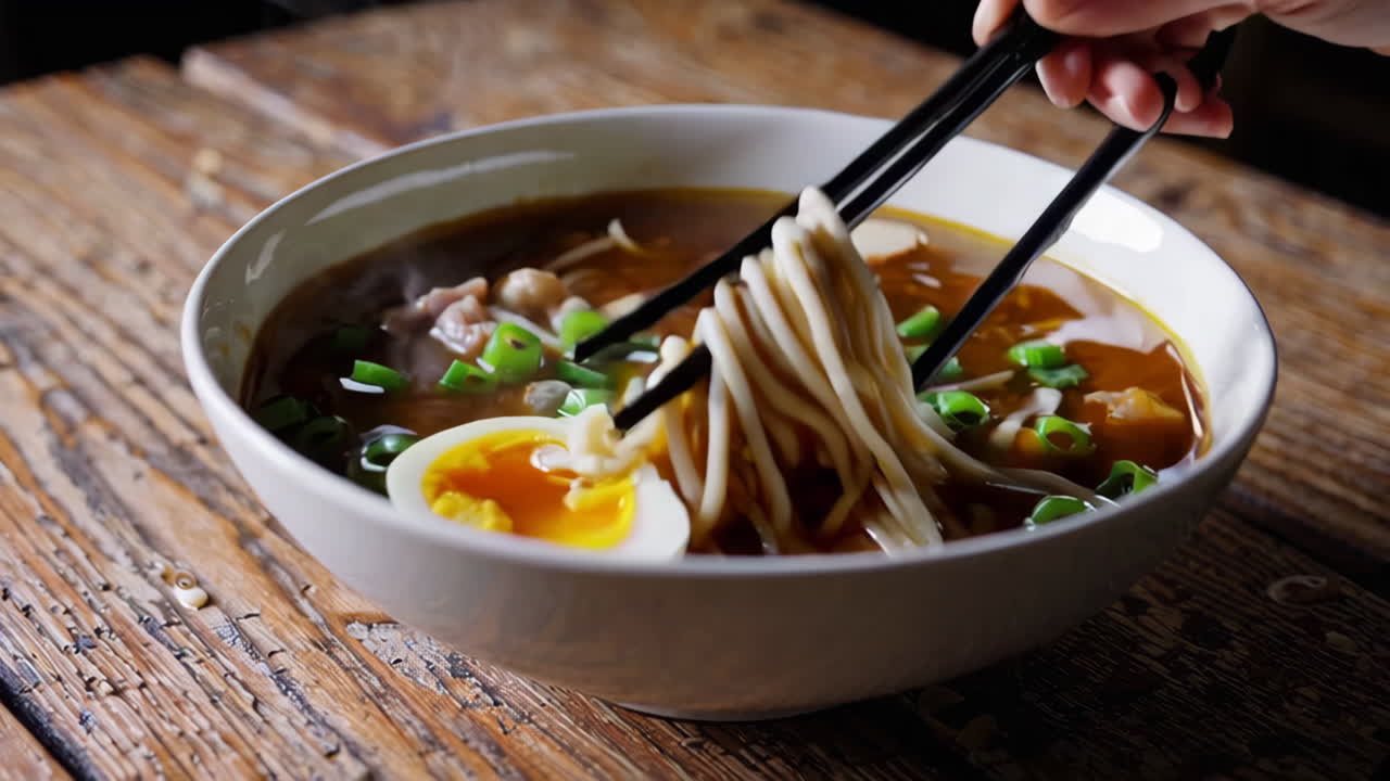 un tazón de deliciosa sopa de ramen caliente