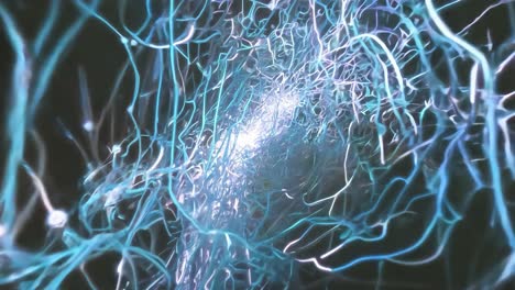 la energía azul fluye a través de una compleja red de líneas interconectadas, creando una representación visual dinámica y abstracta.