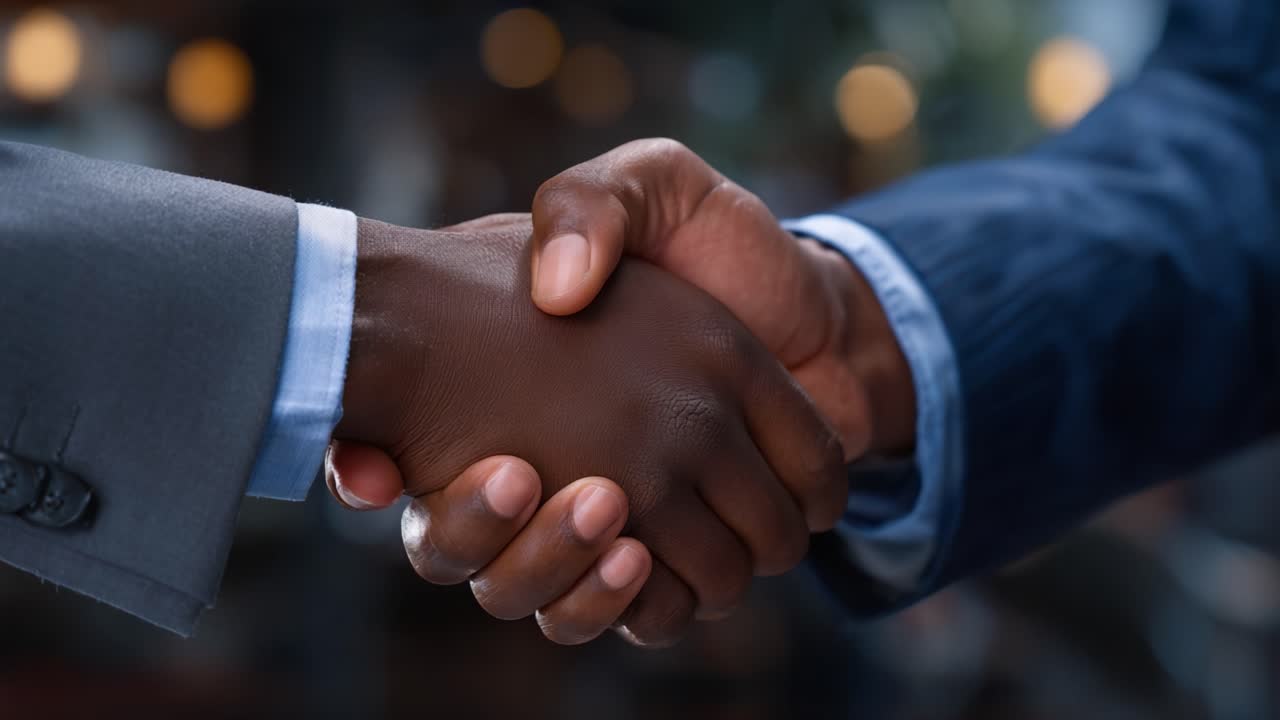 A Professional Handshake Demonstrating Trust and Collaboration in a Business Environment Amidst a Vibrant Background, Symbolizing Partnership and Agreement