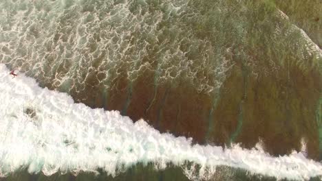 flying over waves crashing over coral reef