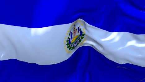 bandera de el salvador ondeando en el viento animación en cámara lenta. 4k textura de tela realista bandera soplando suavemente en un día de viento fondo de bucle continuo sin costuras.