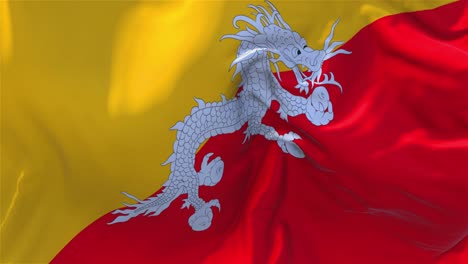 241 bhutan flag waving in wind slow motion animation 4k realistic fabric texture flag smooth blowing