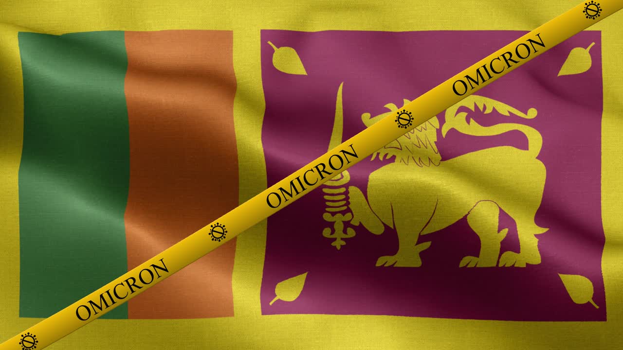 스리랑카의 발에 오미크론 변종과 금지 줄무 - 스리란카의  발