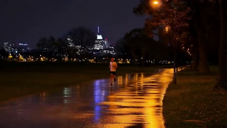 night jogging in the city park