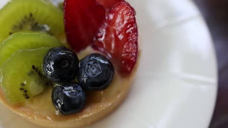 kiwi, blueberry and strawberry fruit tart.