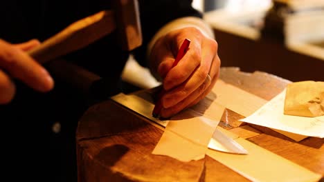 sequential steps of handcrafting a knife blade