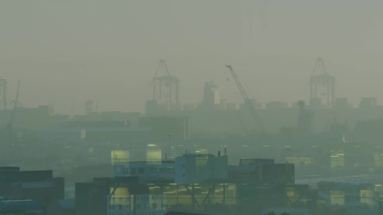 Animation of digital city over cityscape