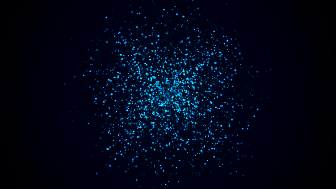 Many abstract small blue particles in sphere shape in space, computer generated abstract background, 3D render
