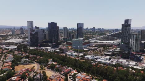 High-Rise-Commercial-Buildings-in-Guadalajara,-Jalisco,-Mexico-Aerial