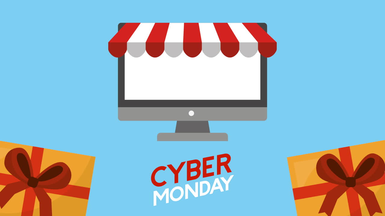 데스크과 함께 사이버 월요일 애니메이션