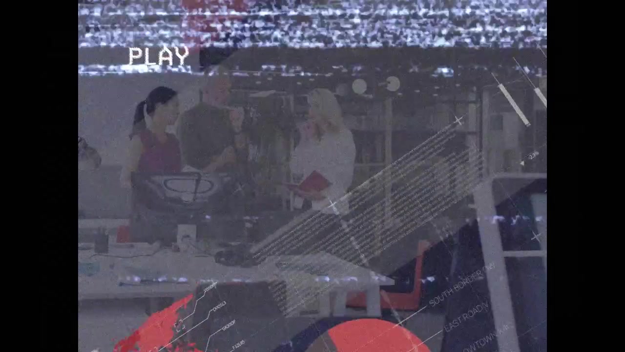 Animation of data processing over diverse business people in office