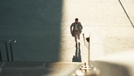 Business,-city-and-man-on-the-stairs