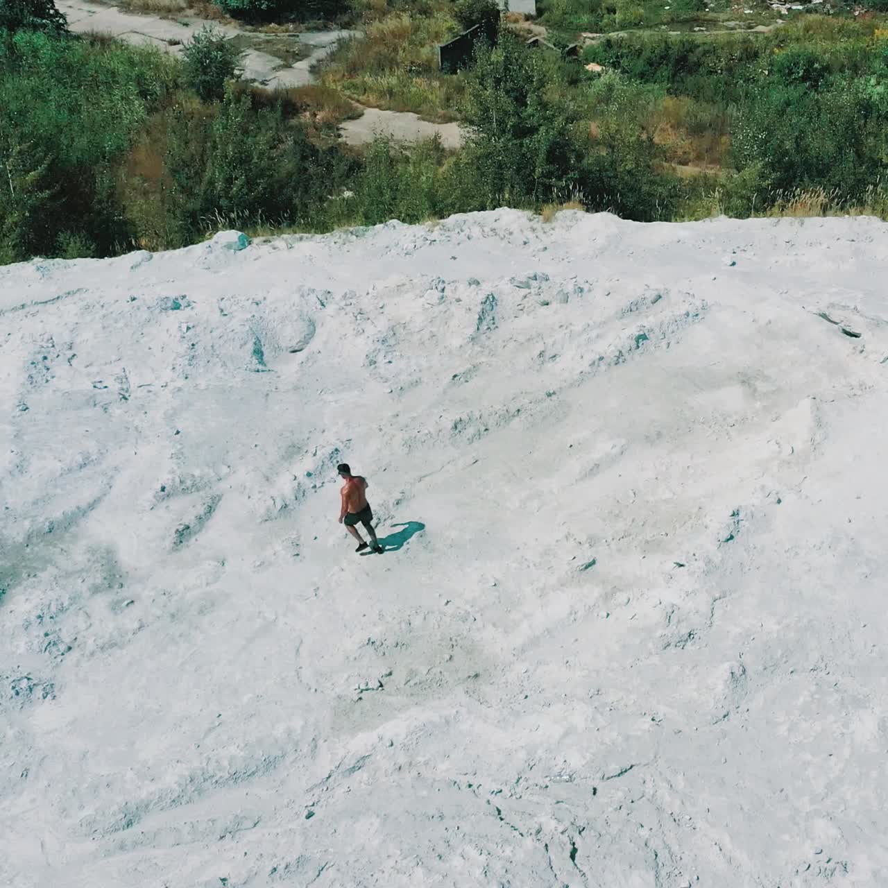 Man training cardio, top view