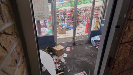 aftermath of a store looted after winter storm in buffalo, new york, usa