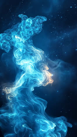 glowing blue smoke swirling in the darkness of space