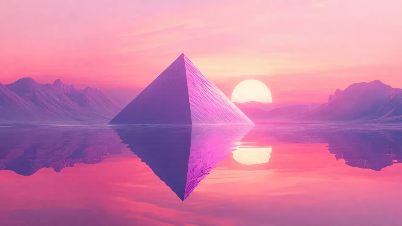 Pink Pyramid Sunset Reflection