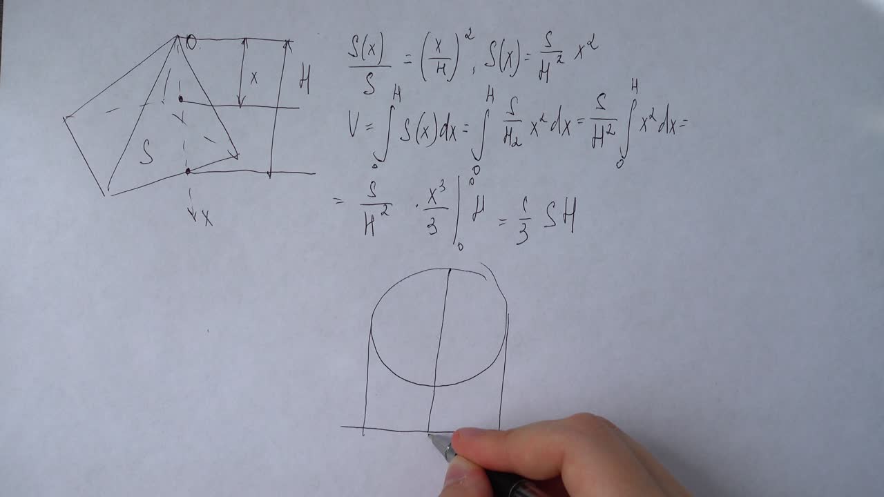 Close-Up of Hand Writing Mathematical Formulas and Drawing Diagrams