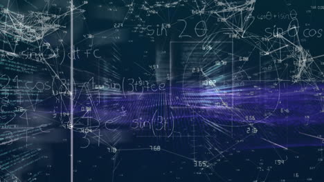 animation of network of connections with equations and data processing