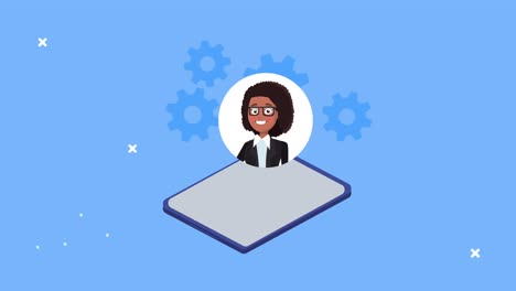 elegantes personas de negocios exitosas en la animación de tabletas