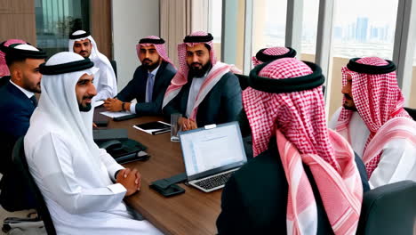 business meeting of saudi arabian men