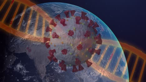 DNA--Und-Coronavirus-Bakterien-Fliegen-über-Den-Planeten-Erde.