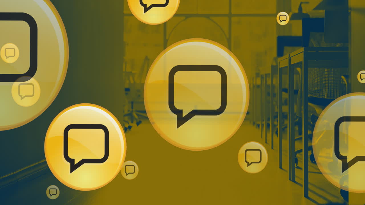 animación de los iconos en movimiento sobre la oficina