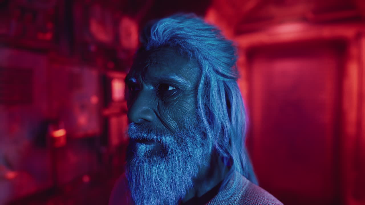 hombre viejo con cabello blanco largo y barba en la calle