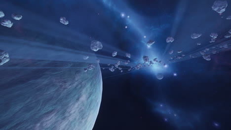 a large cluster of asteroids near an unknown planet