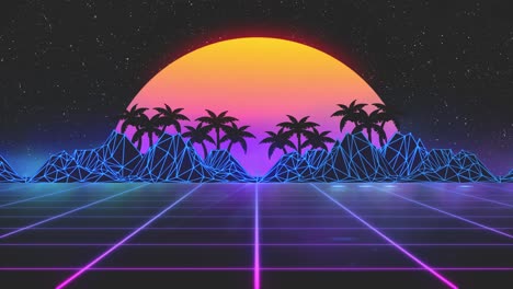retro sunset landscape
