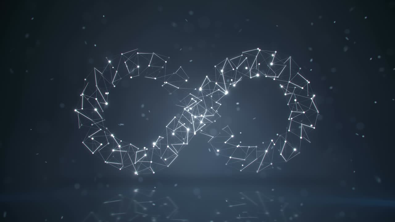 렘니스케이트의 플렉서스 메쉬 (plexus mesh of lemniscate mathematical sign) - 3d 렌더링 애니메이션