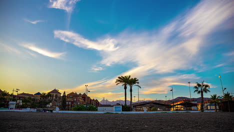 sky timelapse with silky clouds and blue sky in malaga spain at surise