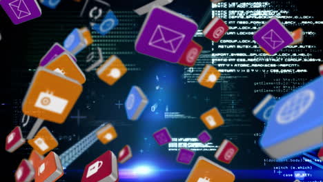 iconos y símbolos de internet con códigos de interfaz