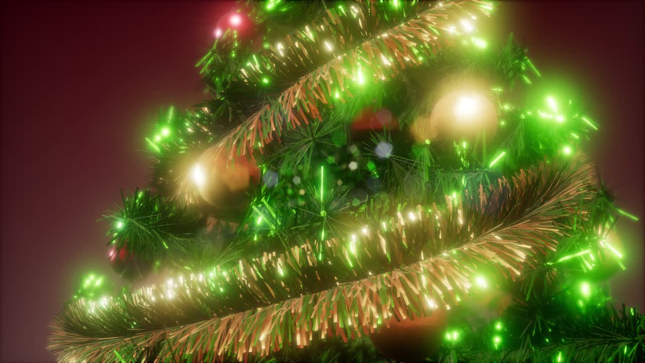 радостный студийный снимок рождественской елки с красочными огнями