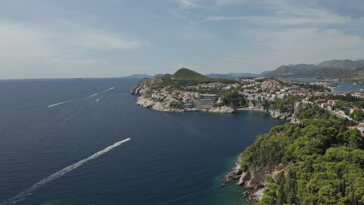 Picturesque drone shot of Dubrovnik, Croatia coastline.