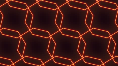 patrón hexagonal de neón vibrante con líneas naranjas brillantes