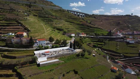 aerial-footage-of-a-small-cemetery-of-a-village-in-the-portuguese-mountains-near-porto-and-the-douro-valley