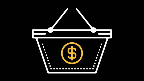 shopping basket line icon animation with alpha