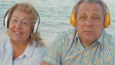 mature couple listening to music