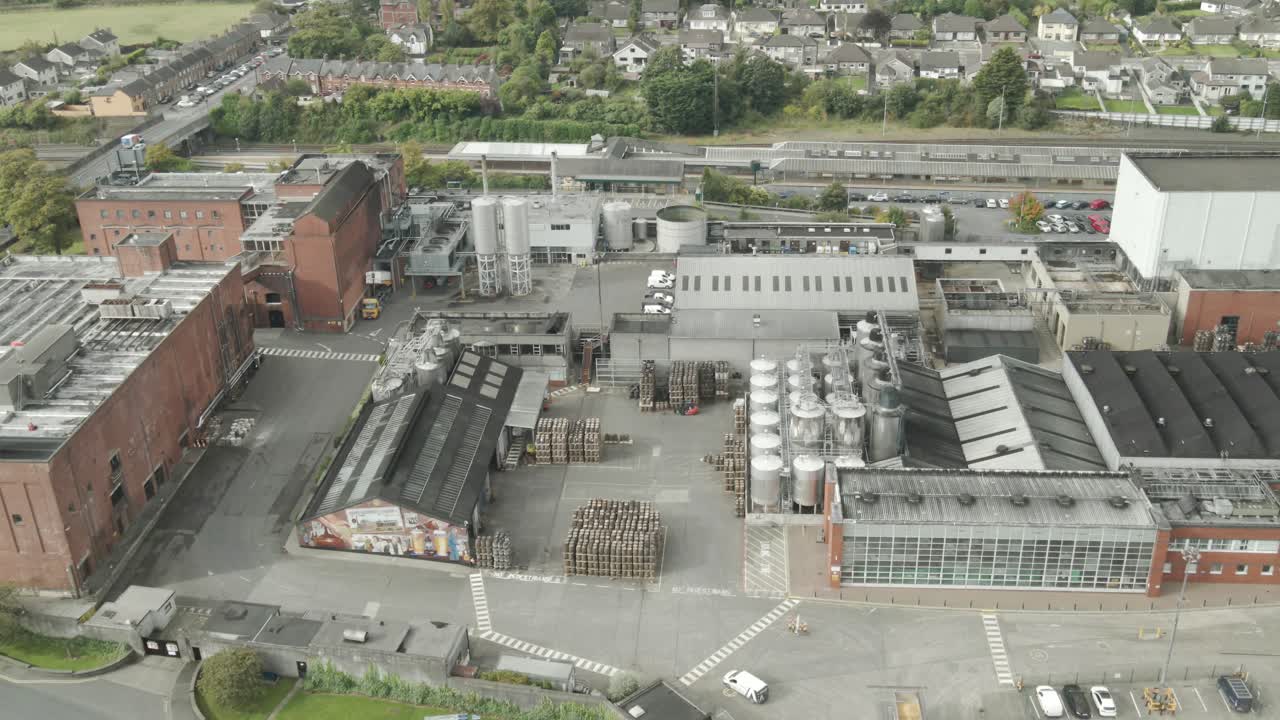 Dundalk Bay Brewery and Distillery aerial view in Dundalk Ireland on an overcast day