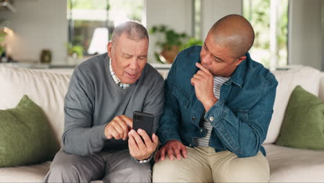 Padre-Mayor,-Hombre-Y-Hablando-Con-Un-Teléfono