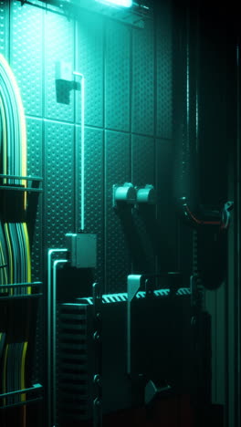 futuristic industrial panel with neon lights