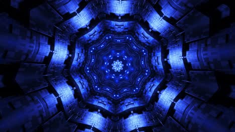 blue abstract animation of circular structure. kaleidoscope vj loop