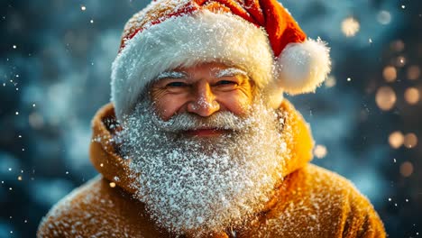 smiling santa claus with snowy beard celebrating christmas cheer