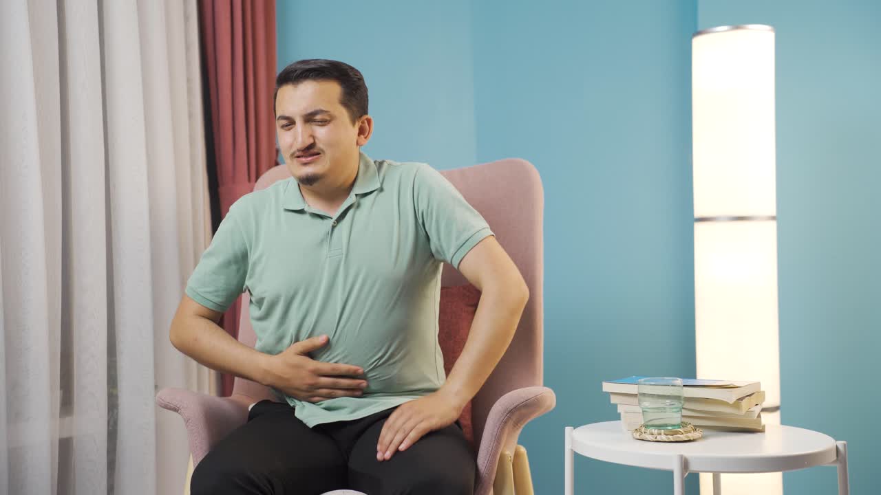 Man with stomachache.