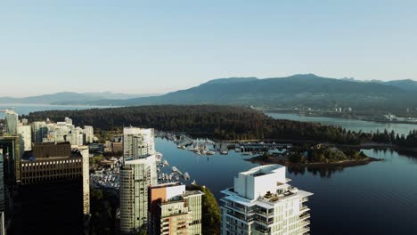 aerial-drone-footage-of-downtown-Vancouver-buildings-and-a-beautiful-view-of-Stanley-Park