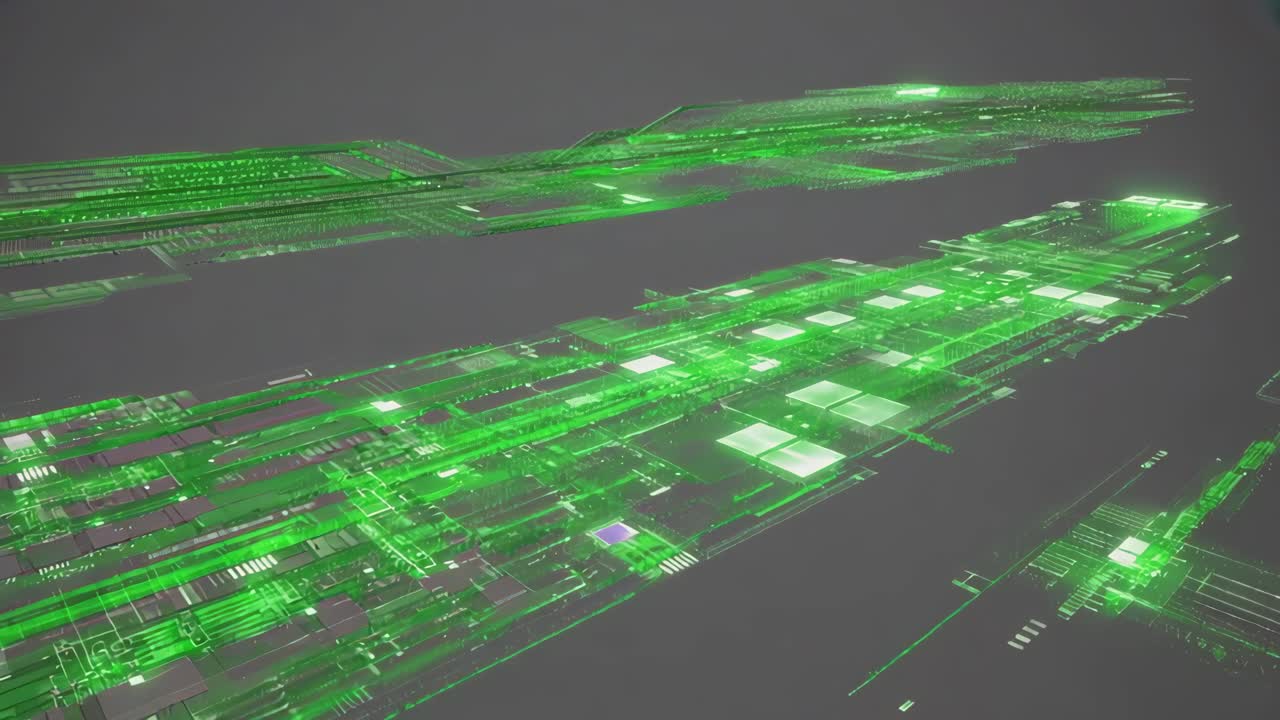 Futuristic Green Circuit Board Design