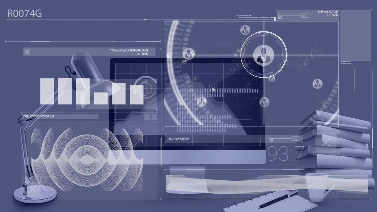 Animation of data processing over office